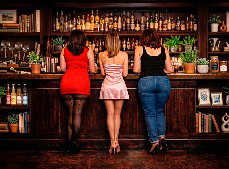 Trans women at a bar — community in gay saunas